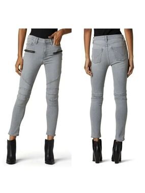 Hudson Barbara Super Skinny Moto Ankle Jeans in cloudy sky
